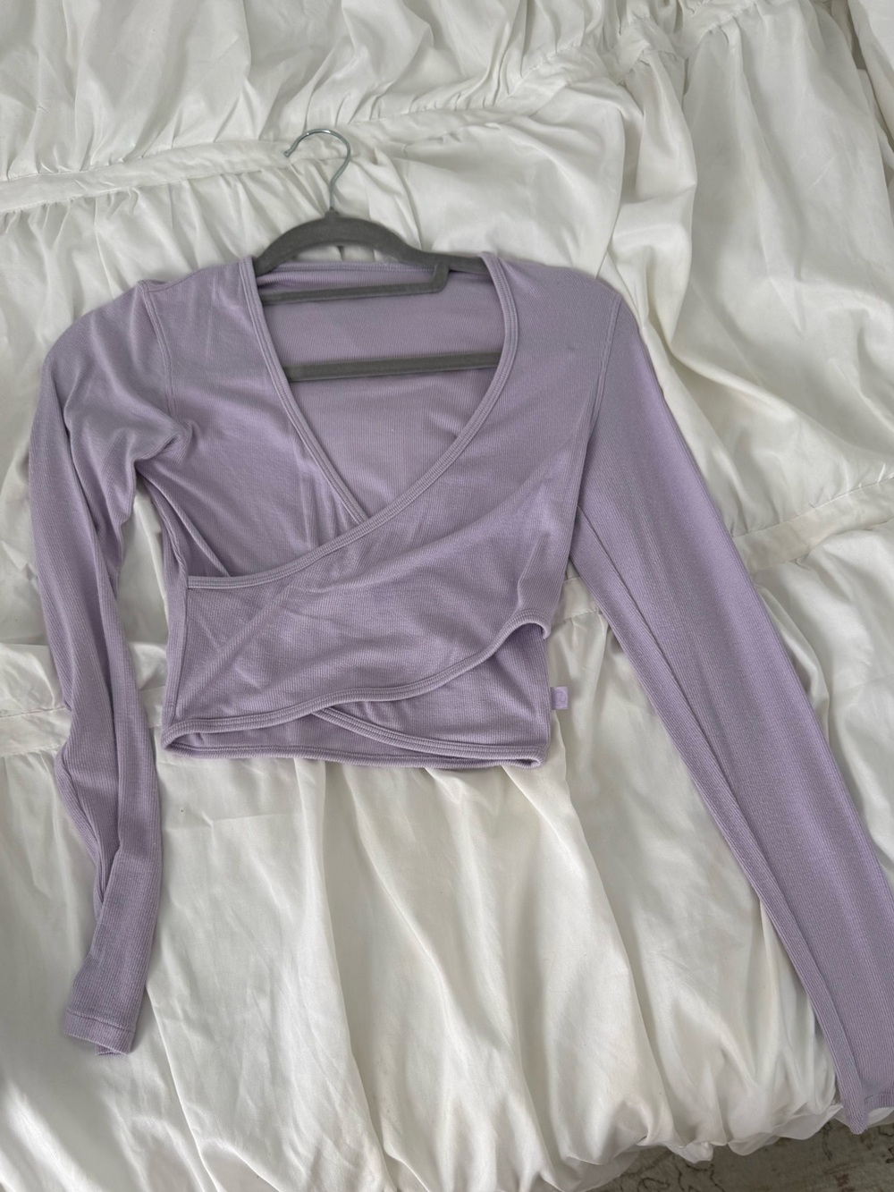 lululemon athletica Lilac Wrap-Style Long Sleeve Crop Top